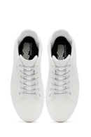 Skechers Men's White Court Break Lace-Up Chunky Sole Leather Sneakers | Derimod