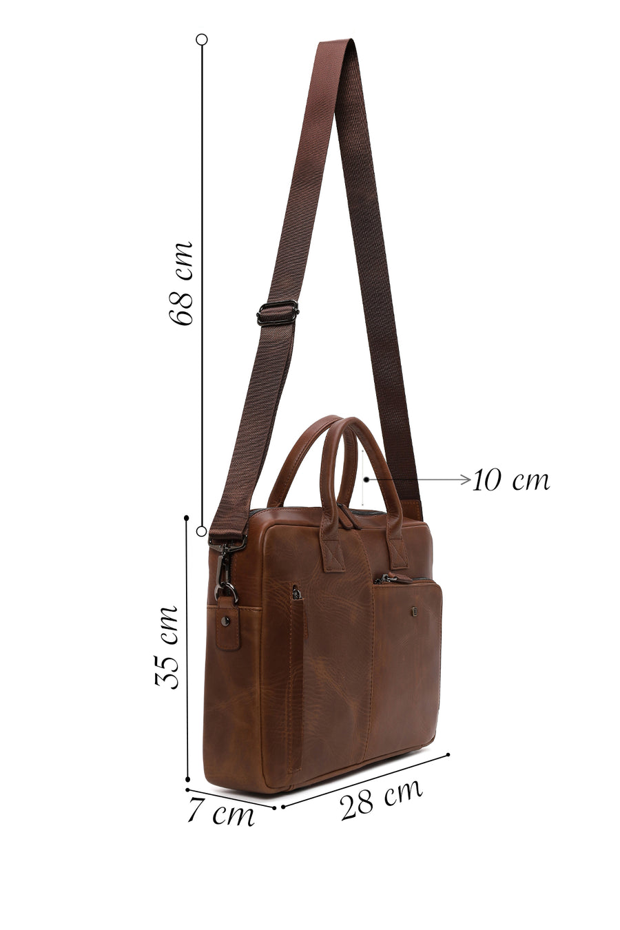 Male Brown Long Strap Leather Briefcase