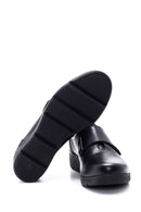 Women's Black Leather Wedge Heeled Comfort Shoes | Derimod