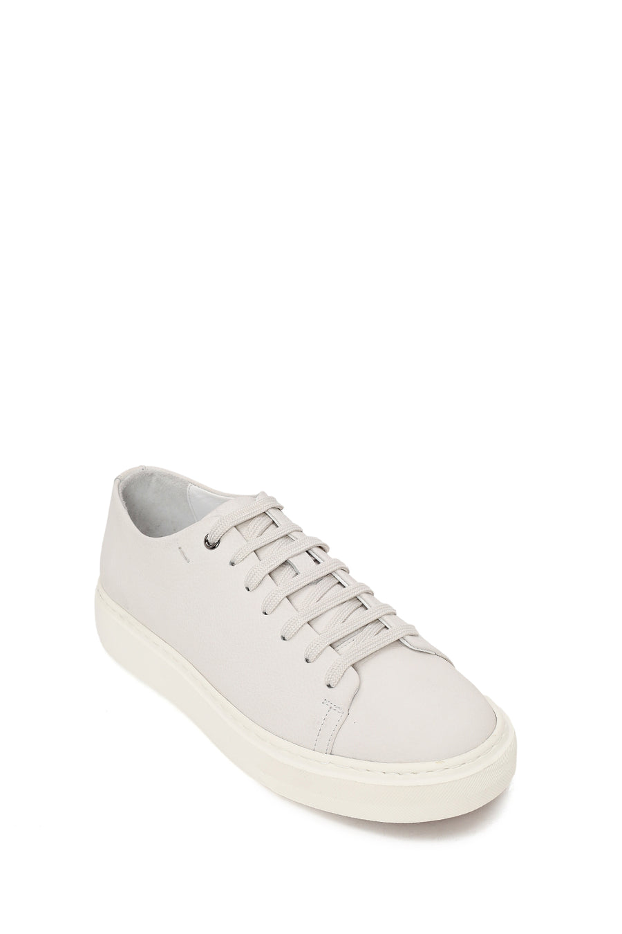 Erkek Beyaz Bağcıklı Deri Sneaker