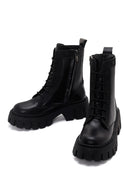 Women's Black Thick Soled Zippered Leather Boots | Derimod