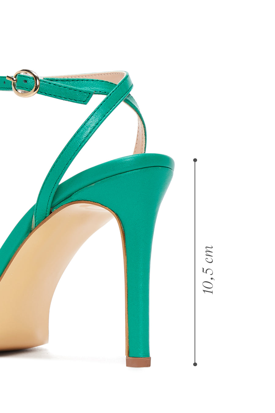 Women's Green Leather Heeled Sandals