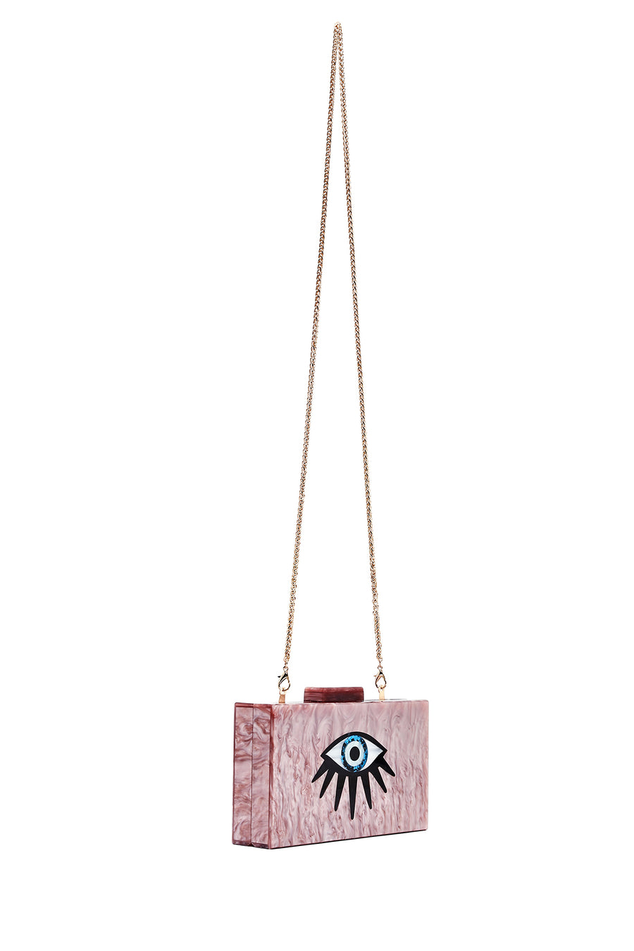 Women's Pink Long Chain Strap Mini Evening Box Bag