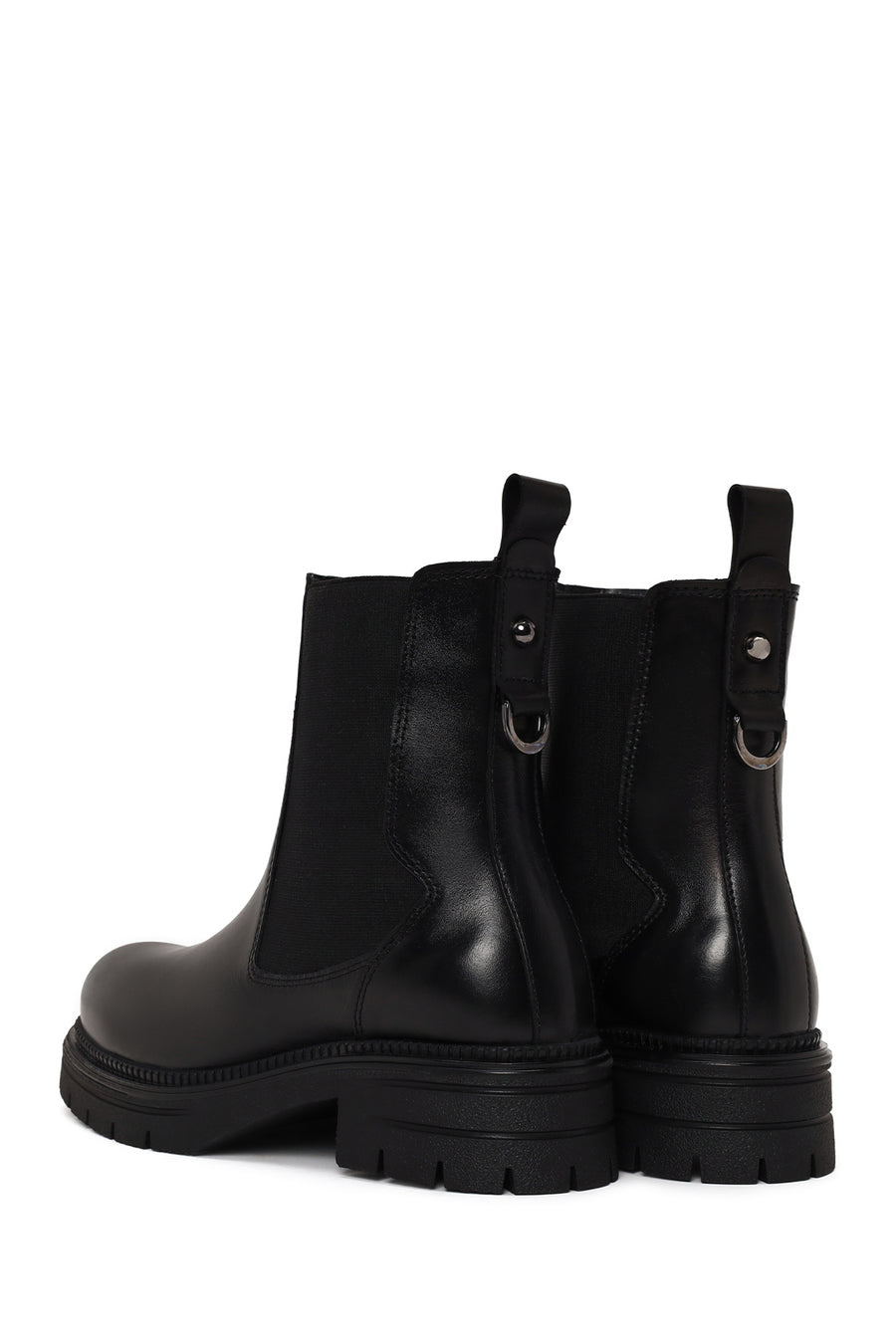 Woman Black Thick-Soled Leather Chelsea Boots