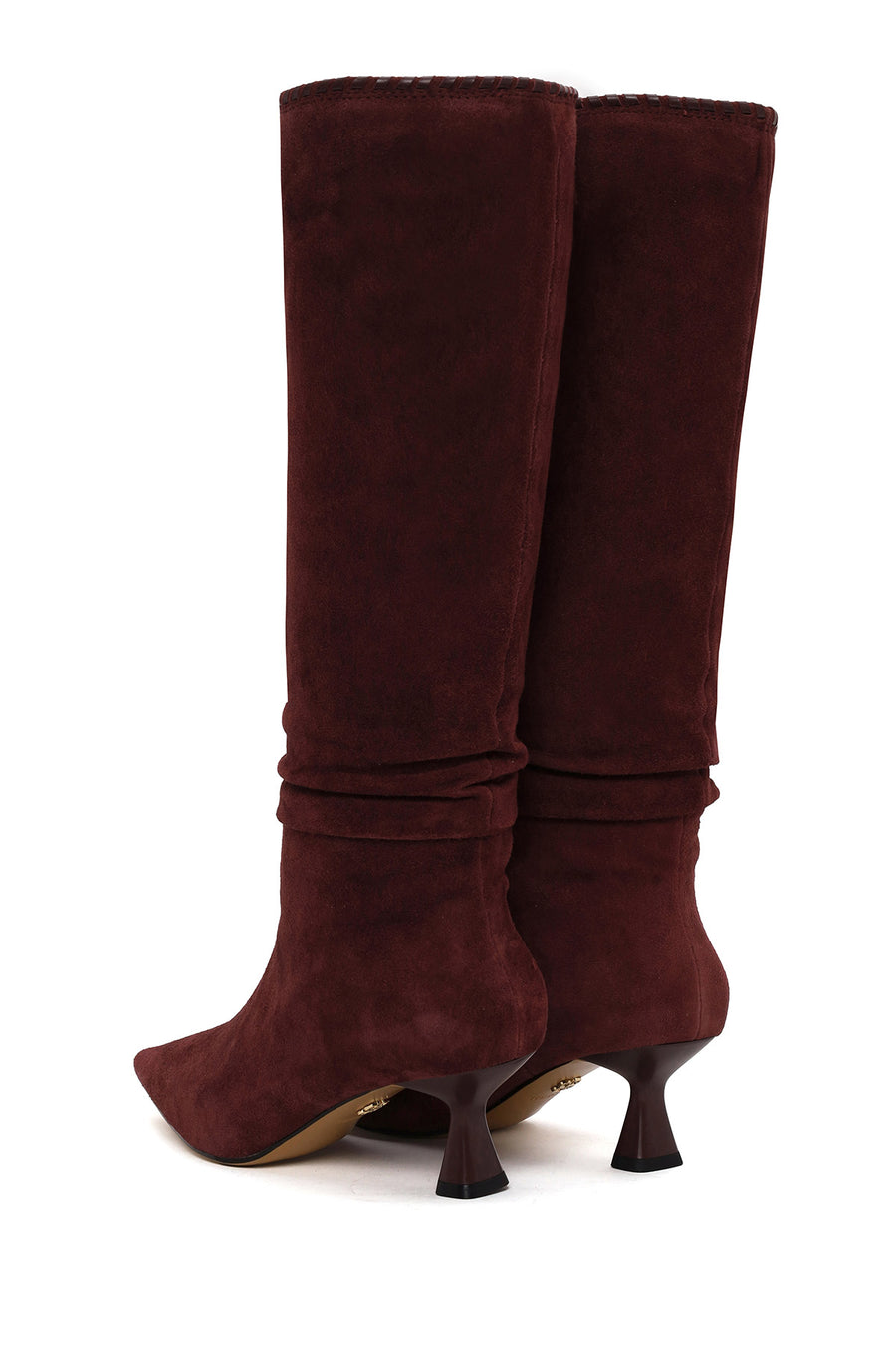 Woman Burgundy Heeled Suede Boot