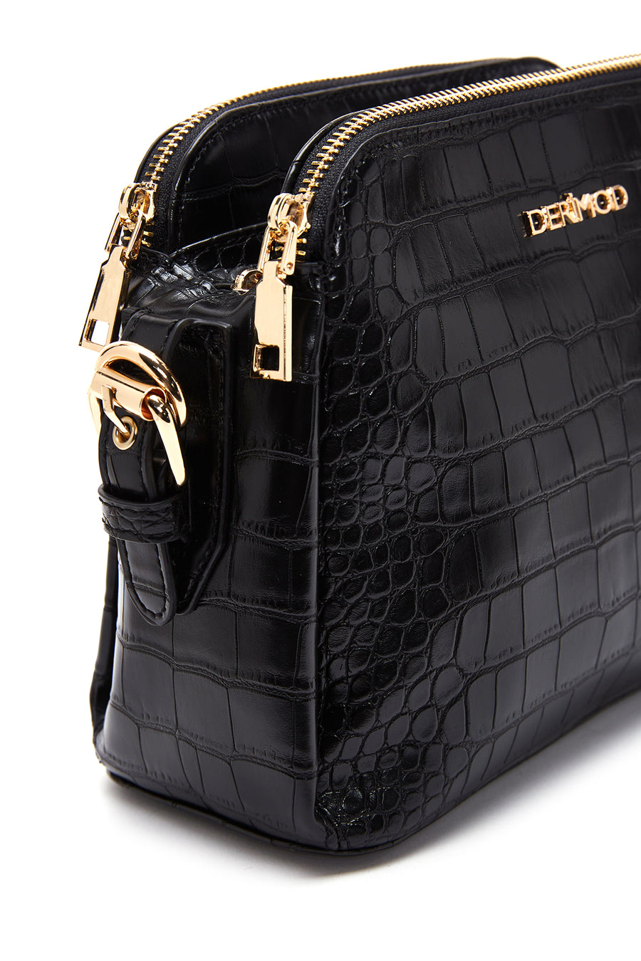 Women's Black Crocodile Cross Bag