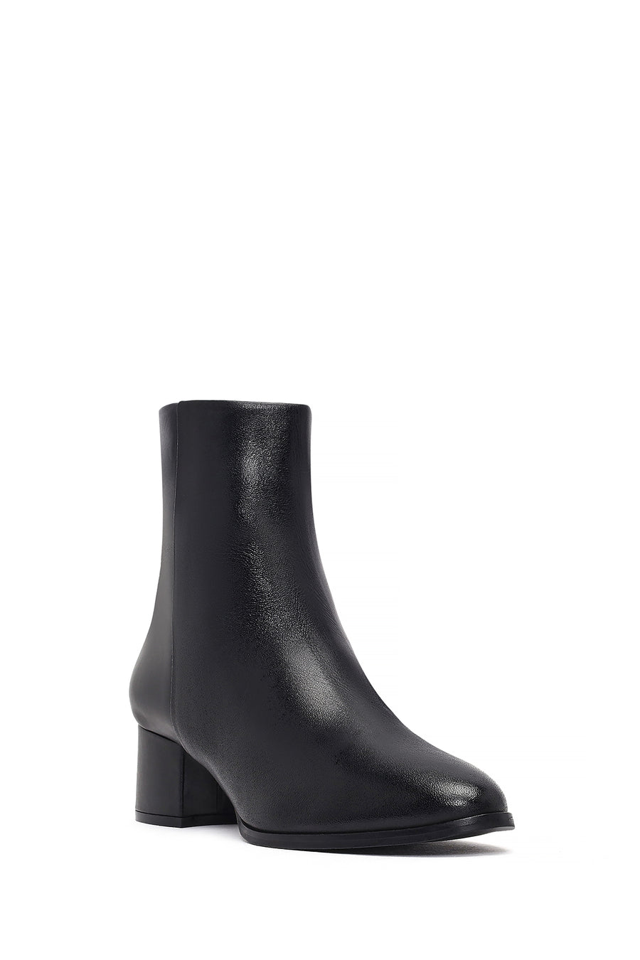 Woman Black Zippered Low Heeled Shoes Leather Boat