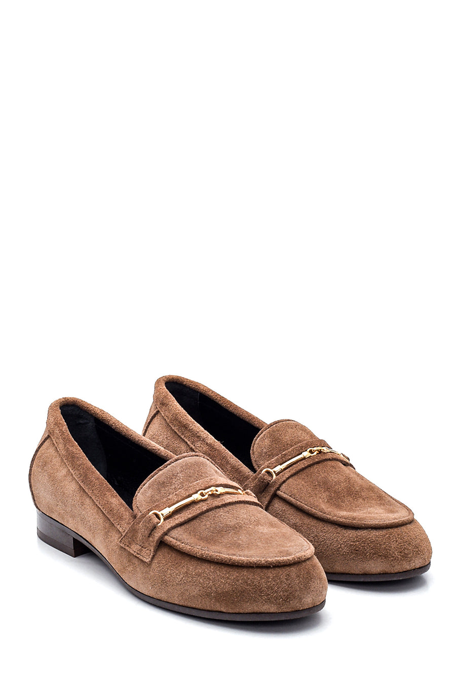 Women's Leather Buckle Suede Loafer