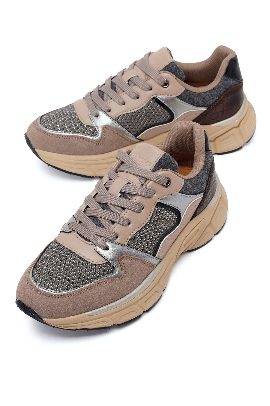 Kadın Vizon Bağcıklı Kalın Tabanlı Sneaker