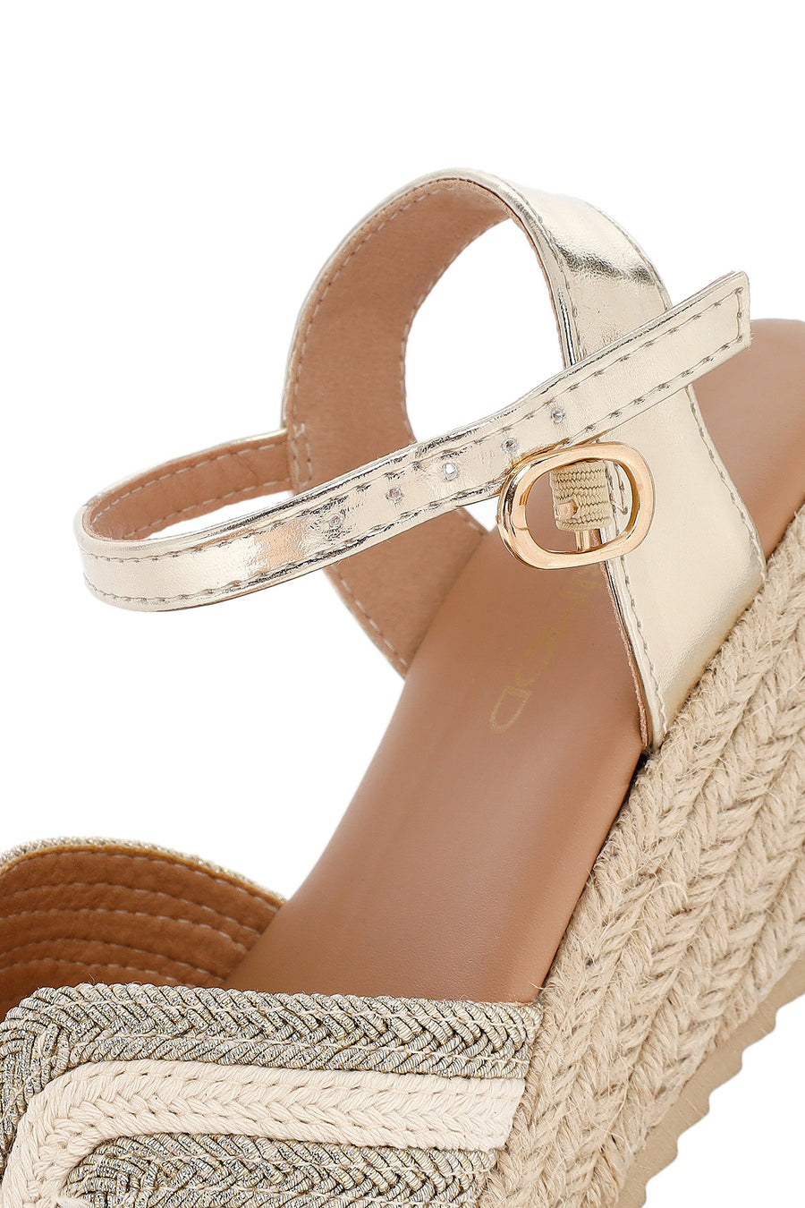 Women's Cream Ankle Buckle Wedge Heel Espadrille Sandals