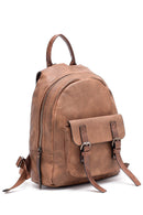 Women's Camel Synthetic Leather Backpack | Derimod