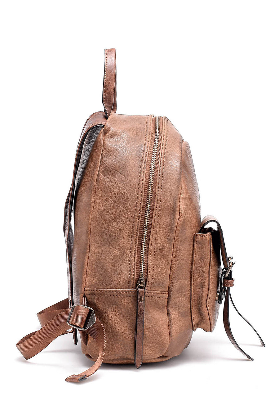 Women's Camel Synthetic Leather Backpack