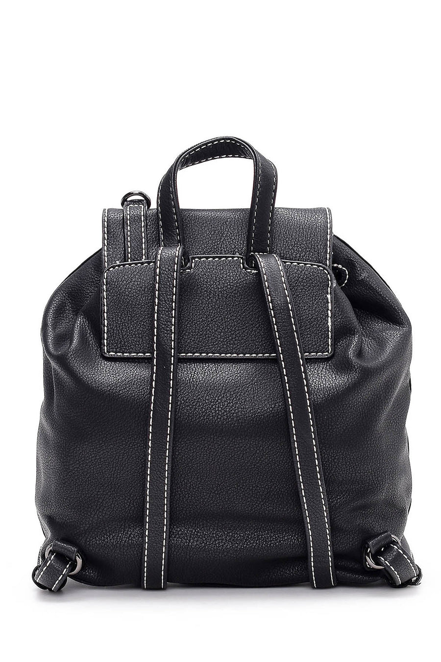 Women's Black Synthetic Leather Backpack