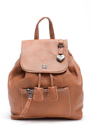 Women's Camel Synthetic Leather Backpack | Derimod