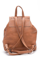 Women's Camel Synthetic Leather Backpack | Derimod