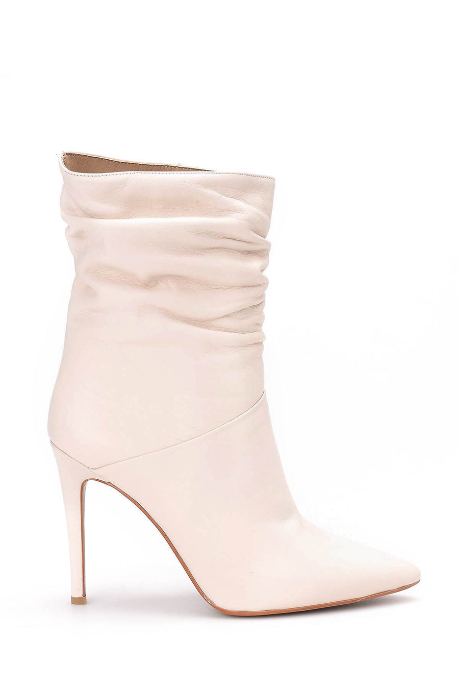 Women's Beige Leather Boots 18WFD142018 | Derimod