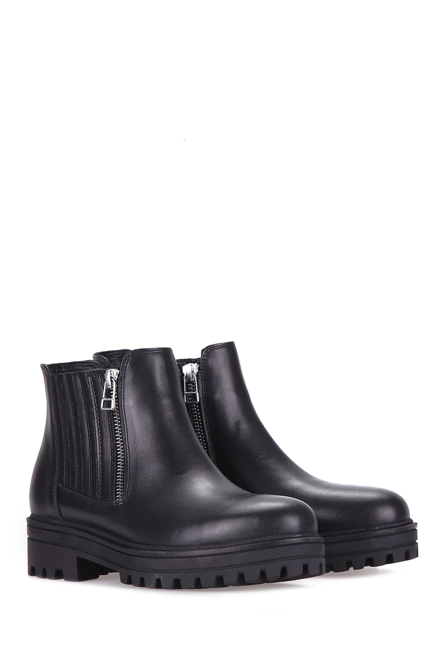 Zippered Women's Leather Boots