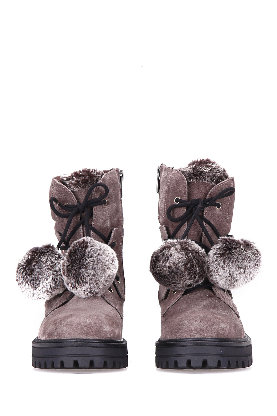 Women's Suede Boots with Pompom
