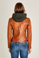 Soho Woman Cognac Leather Jacket | Derimod