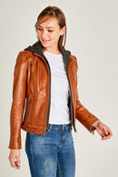 Soho Woman Cognac Leather Jacket | Derimod