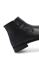 Men's Black Zippered Buckle Detail Leather Classic Boat | Derimod