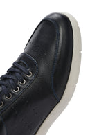 Erkek Lacivert Bağcıklı Deri Casual Sneaker | Derimod