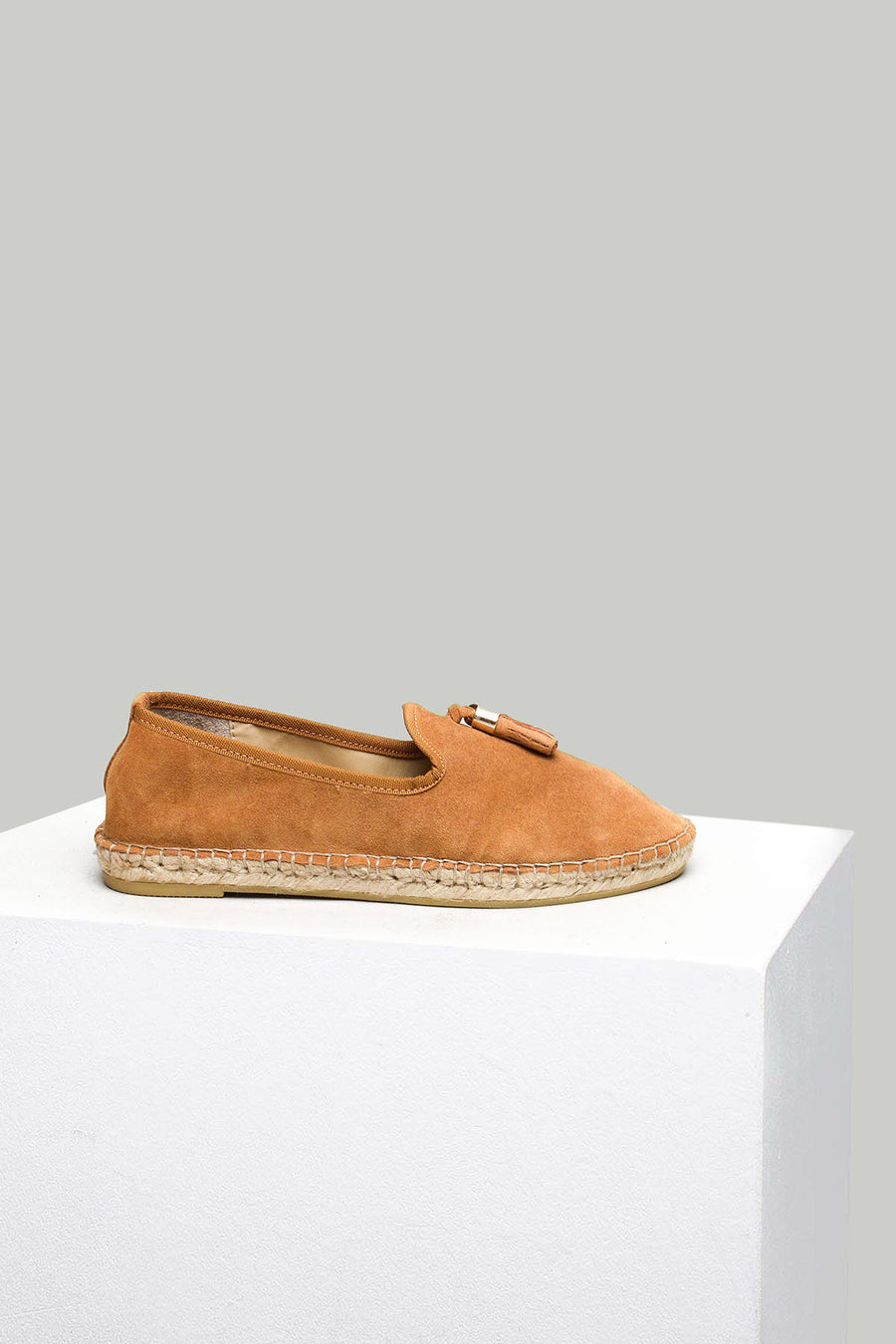 Mustard Women's Leather Espadrille with Tassel Detail