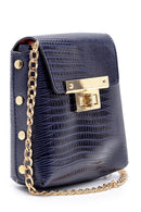 Women's Navy Blue Faux Leather Crossbody Bag | Derimod