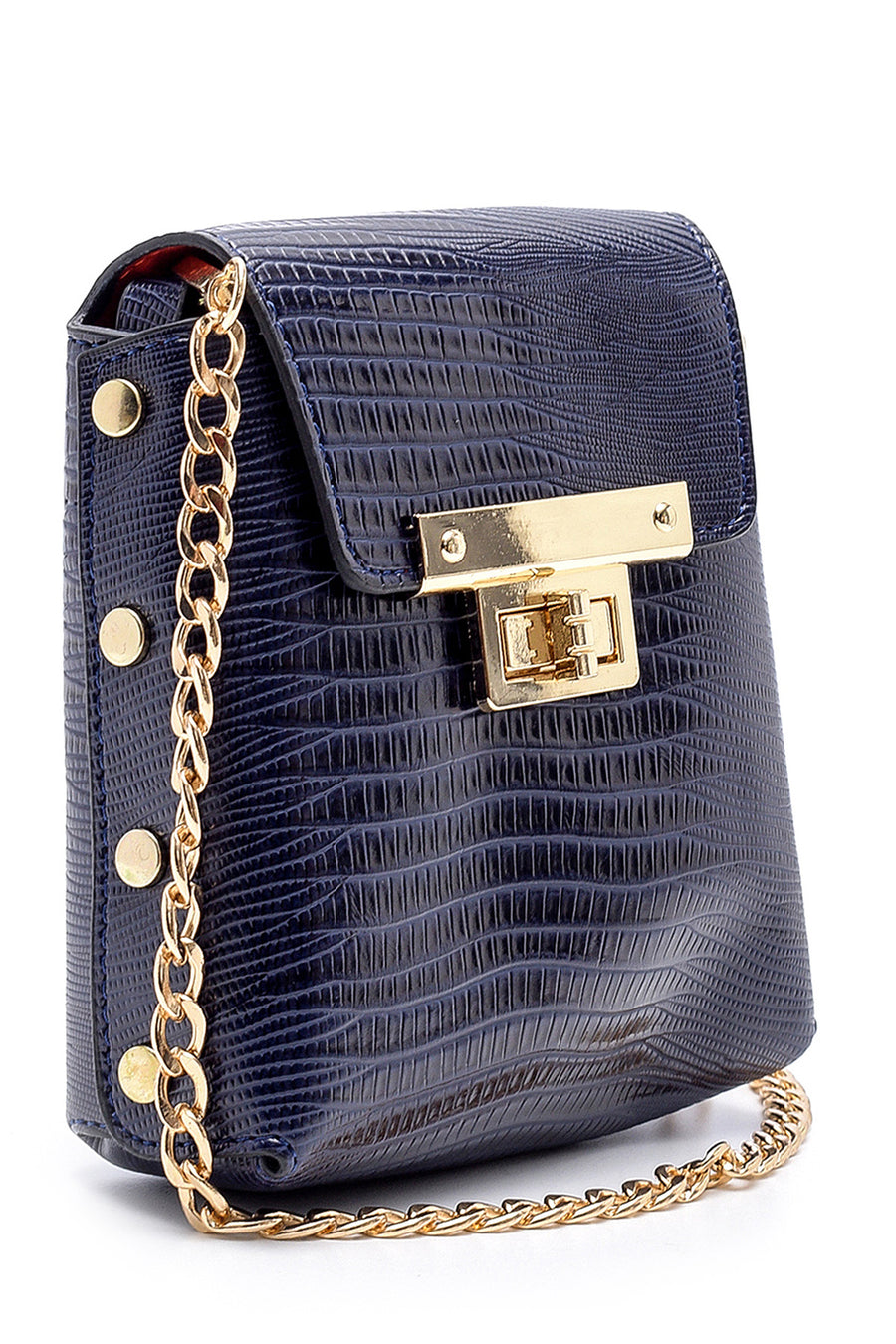 Women's Navy Blue Faux Leather Crossbody Bag
