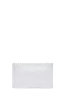 Women's White Long Chain Strap Braided Clutch Bag | Derimod