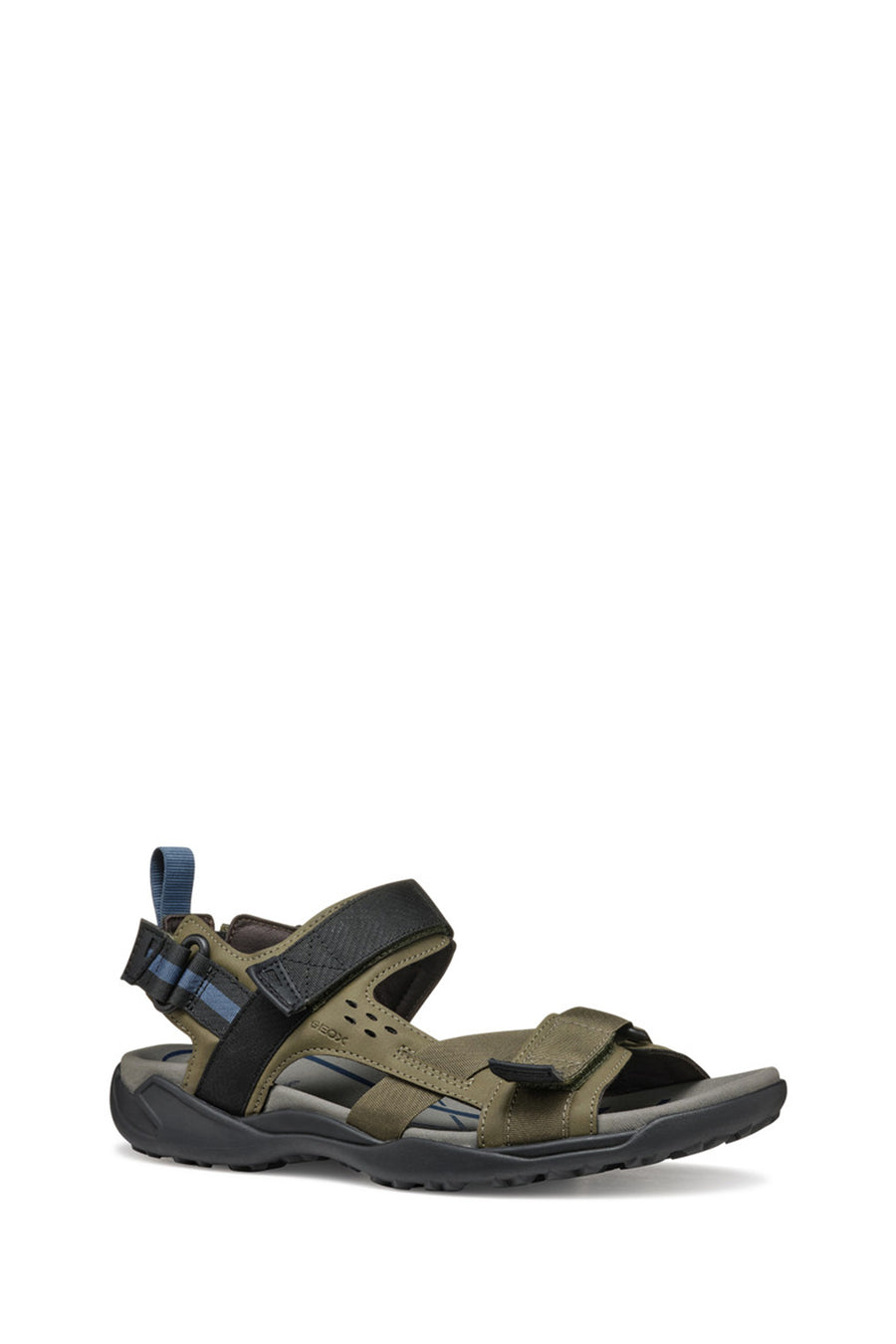 Geox Men's Green U Terreno + Grip B Te + Nbk Sy Double Strap Fabric Sandals