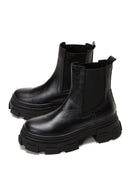 Women's Black Chunky Leather Chelsea Boots | Derimod