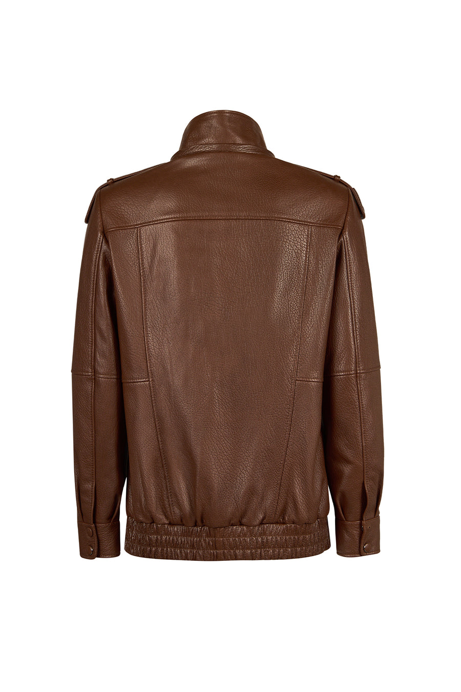 Carmen Woman Brown Fur Collar Leather Coat