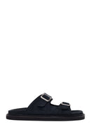 Male Black Strap Suede Slipper | Derimod
