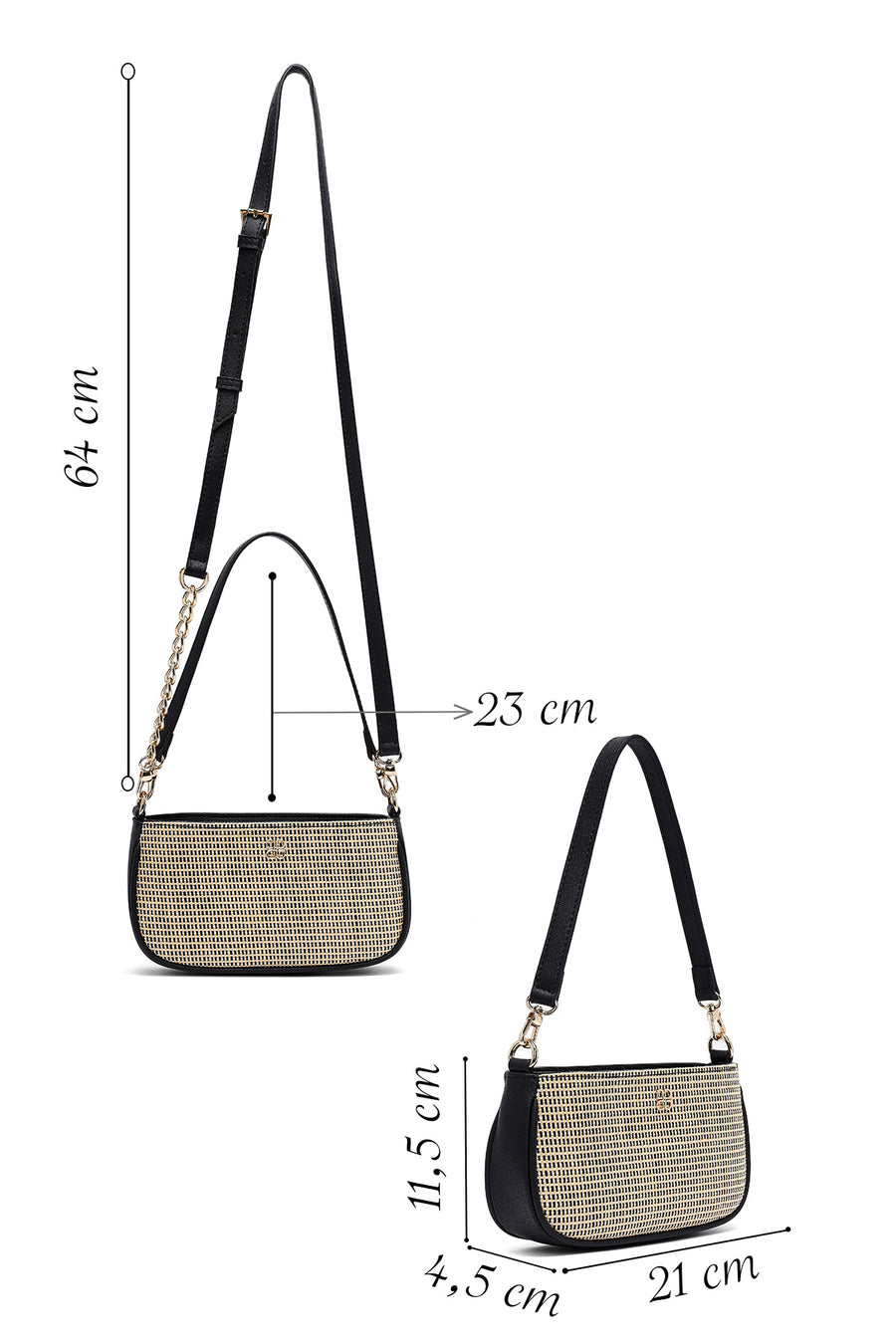Woman Black Long Strap Shoulder Bag