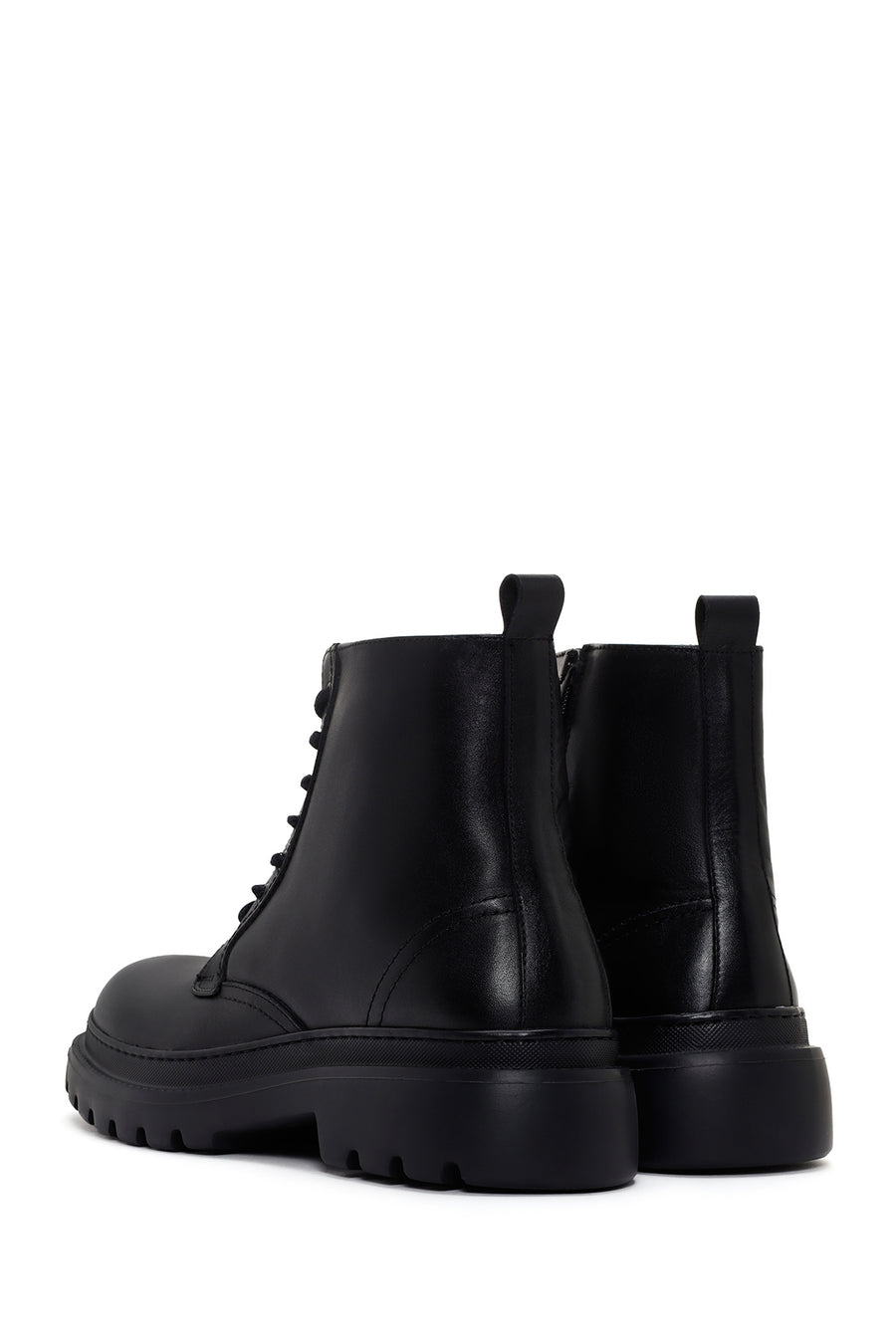 Men's Black Zippered Casual Leather Boots