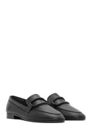 Women's Black Leather Masculine Loafer | Derimod