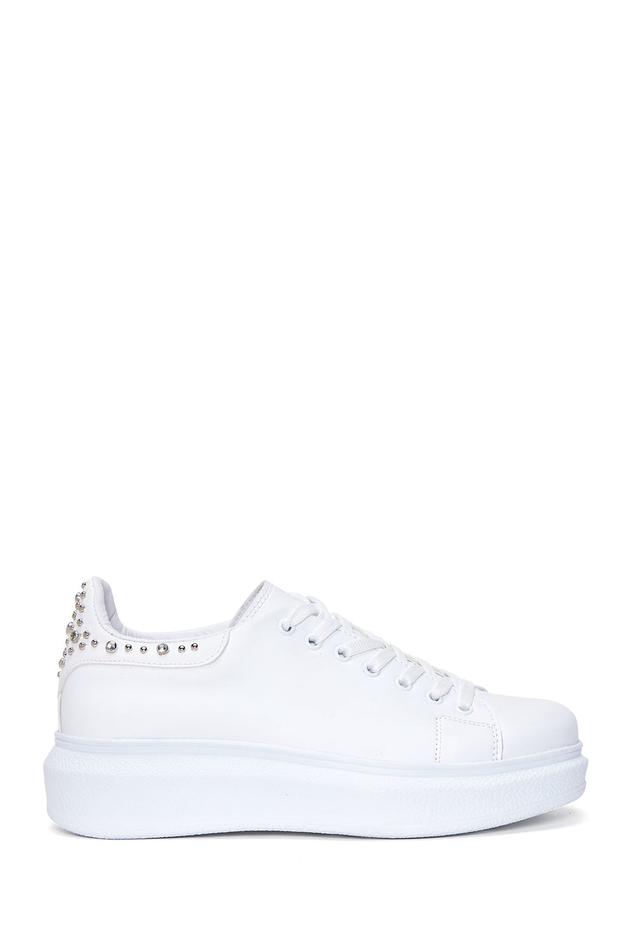 Women's White Stone Thick Soled Sneaker 23WFE200518 | Derimod