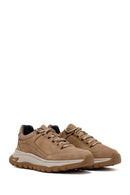 Men's Beige Lace-Up Thick-Soled Nubuck Leather Casual Sneaker | Derimod