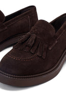 Woman Brown Tasselled Suede Loafer | Derimod