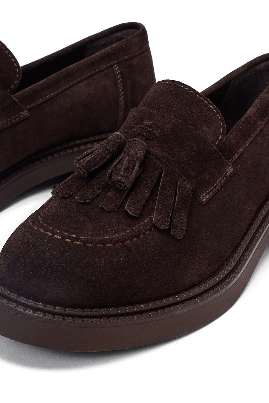 Woman Brown Tasselled Suede Loafer