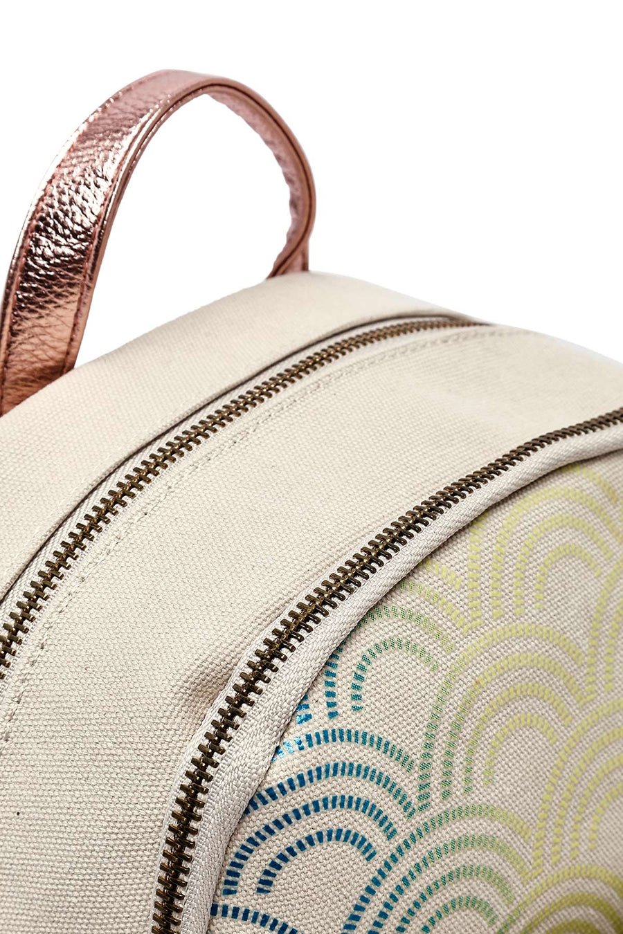 Women's Beige Hologram Patterned Backpack