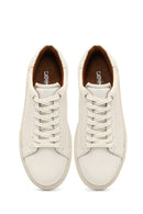Men's White Lace-Up Leather Sneaker | Derimod