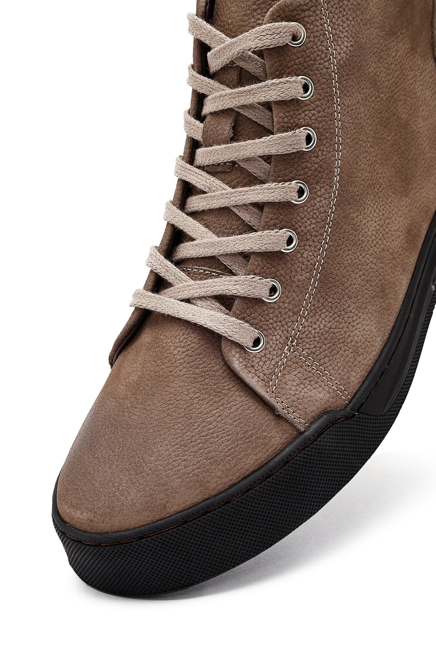 Men's Beige Zippered Nubuck Leather Sports Boots