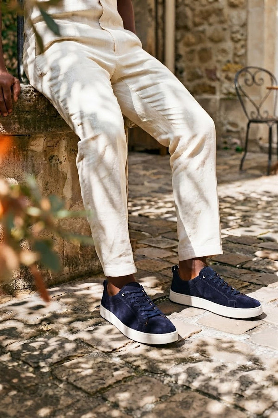 Erkek Lacivert Bağcıklı Süet Deri Sneaker