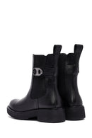 Woman Black Thick Sole Leather Chelsea Boots | Derimod