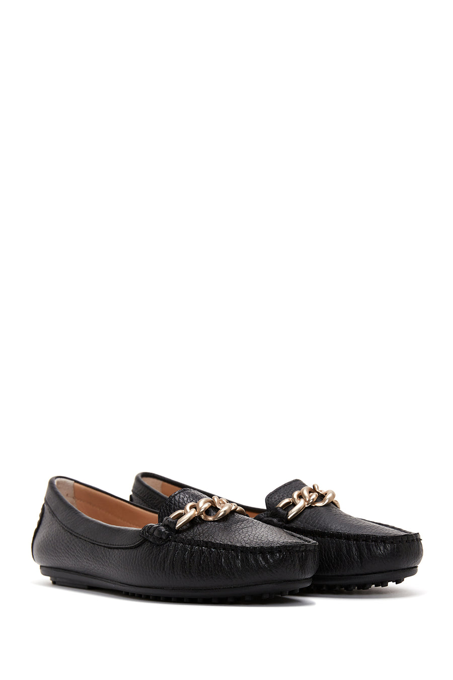 
Women's Black Buckle Detailed Leather Casual Loafer
