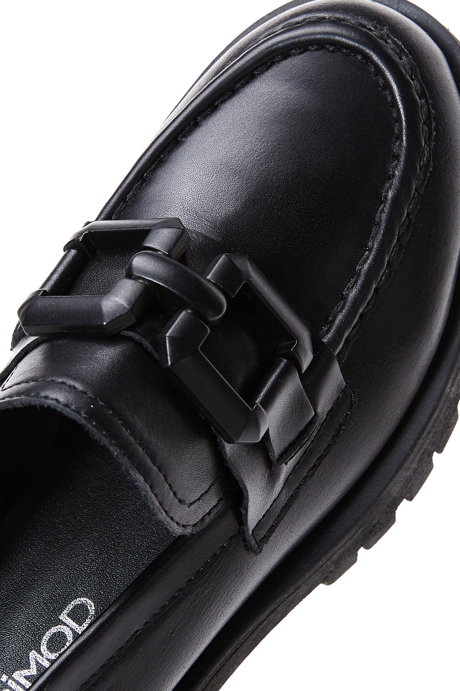 Kadın Siyah Kalın Tabanlı Deri Maskülen Loafer