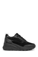 Geox Women's Black Spherica Ec13 Lace-Up Chunky Sole Leather Sneaker | Derimod