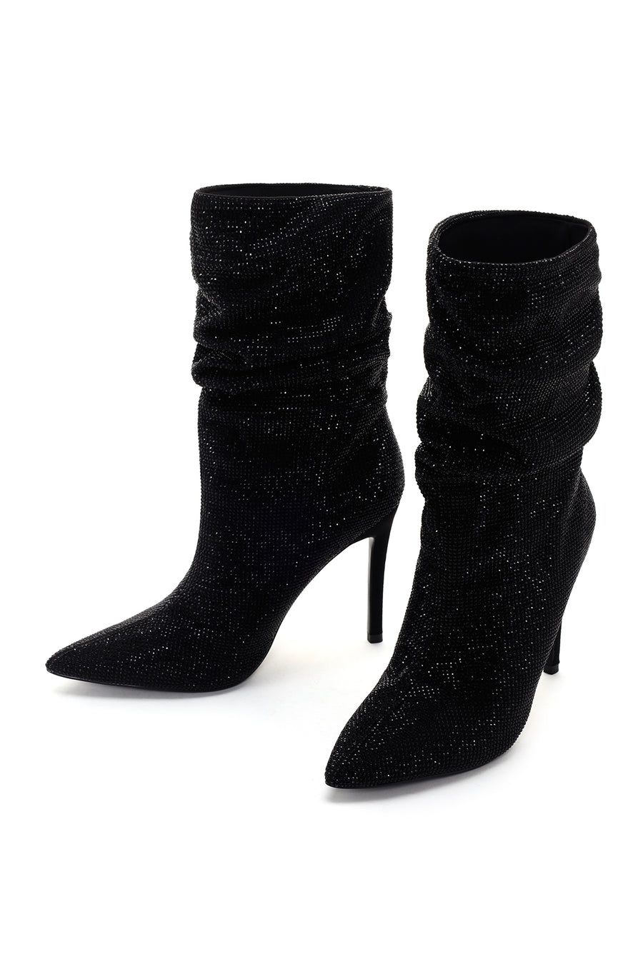 Women's Black Thin Heeled Stone Boots